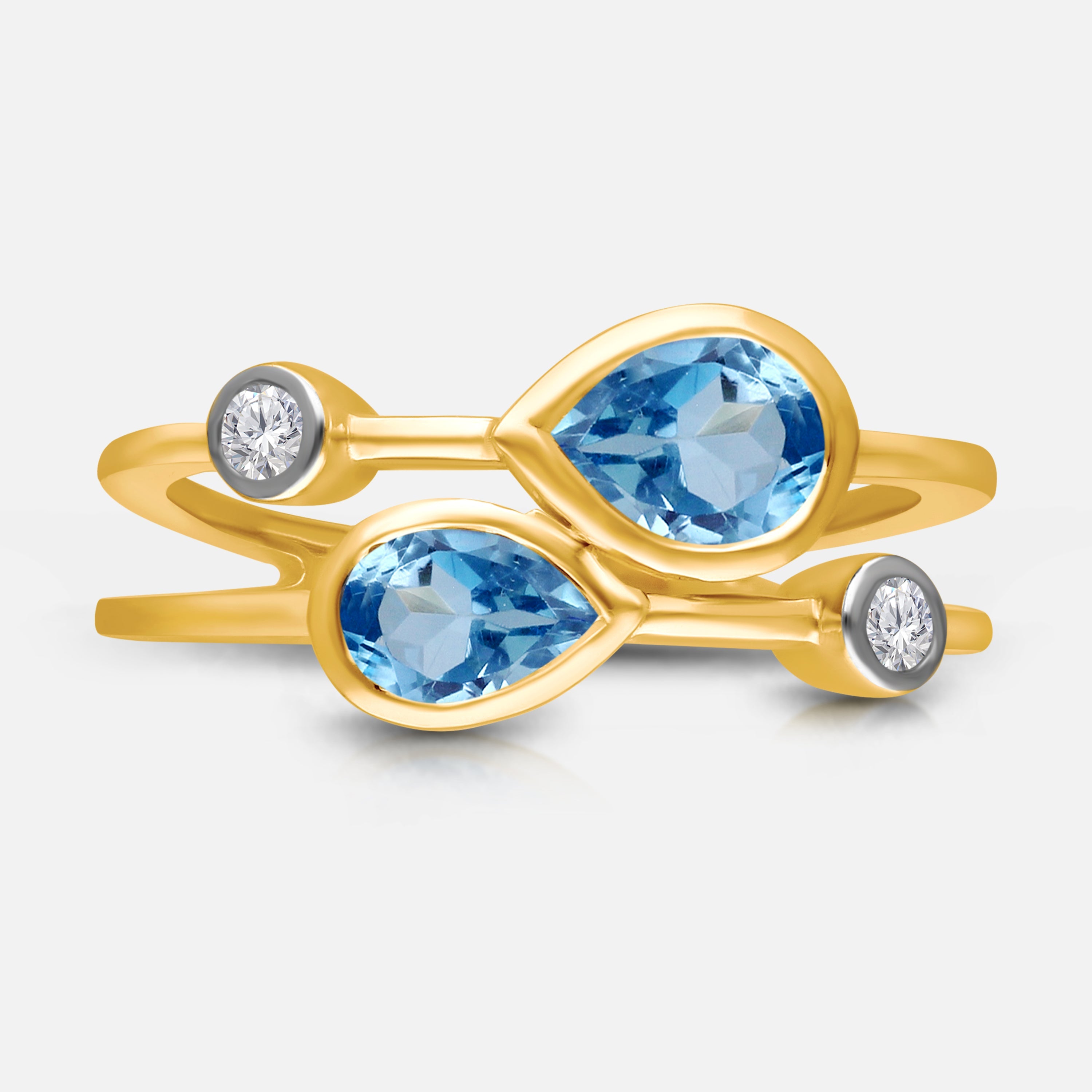 Perfect Pear Blue Topaz & White Diamond Ring BLUE TOPAZ
