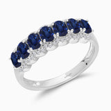 Oval Blue Sapphire and White Diamond Band