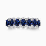 Oval Blue Sapphire and White Diamond Band