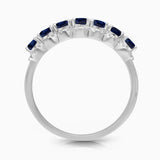 Oval Blue Sapphire and White Diamond Band