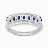 Oval Blue Sapphire and White Diamond Band