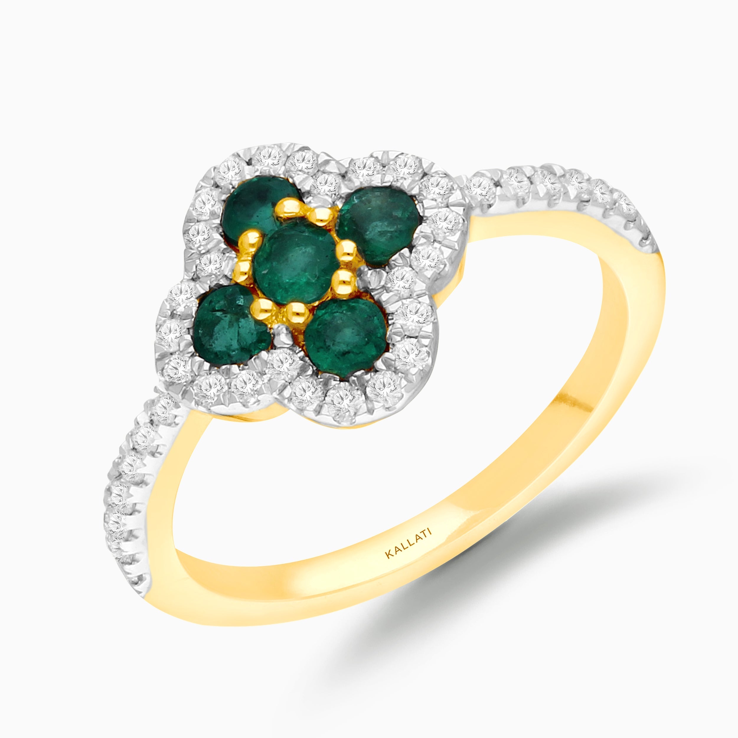 Clover Emerald and Diamond Ring Emerald