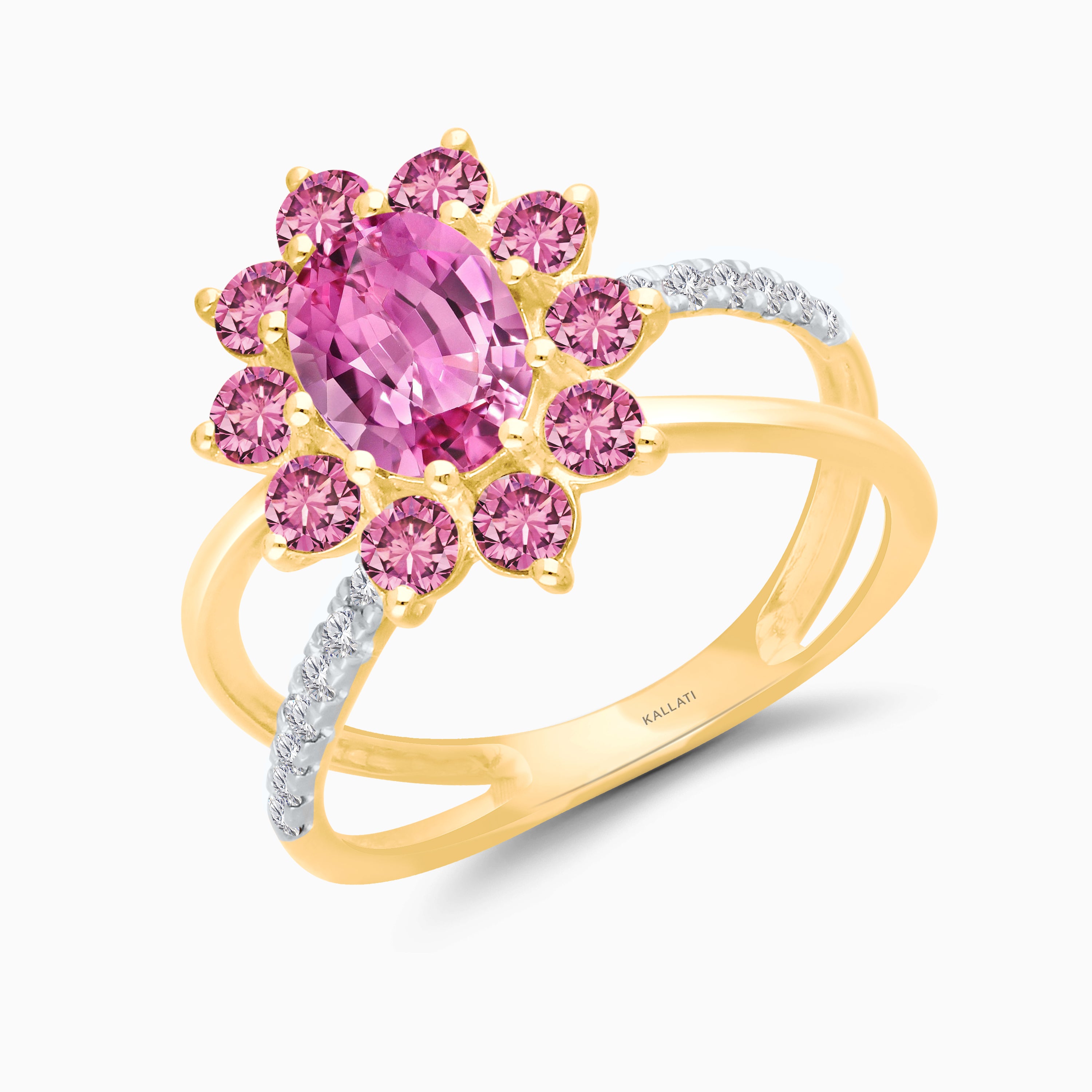 Dahlia Pink Sapphire & Diamond Ring