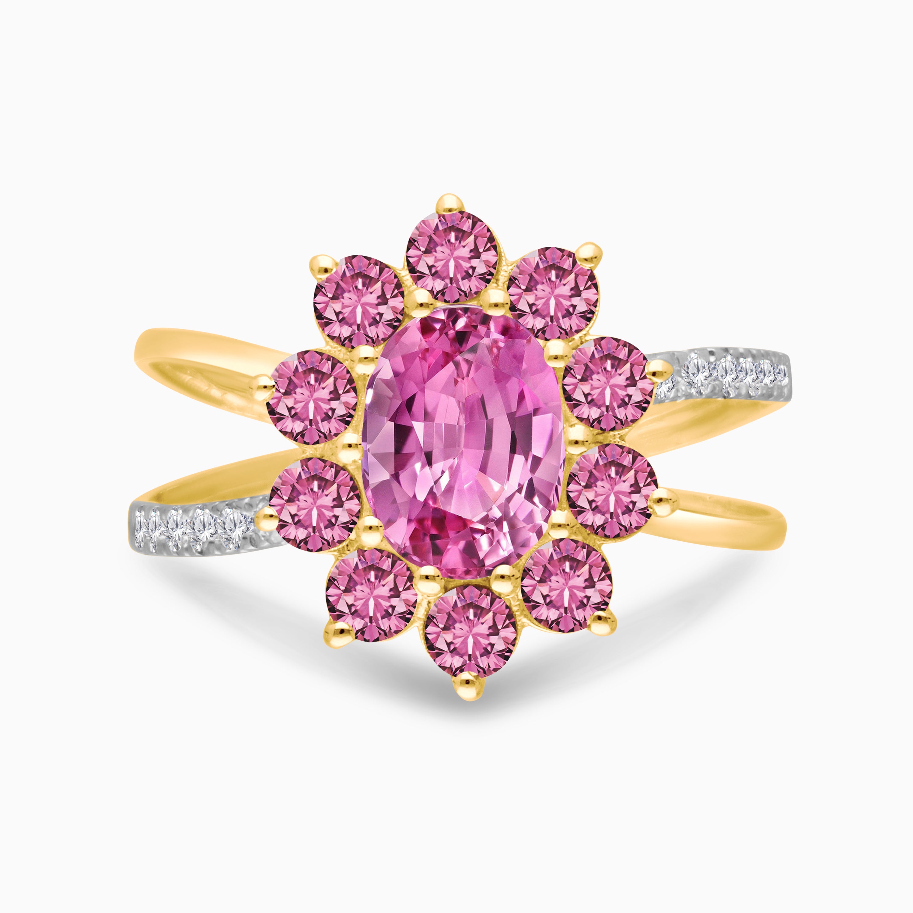 Dahlia Pink Sapphire & Diamond Ring