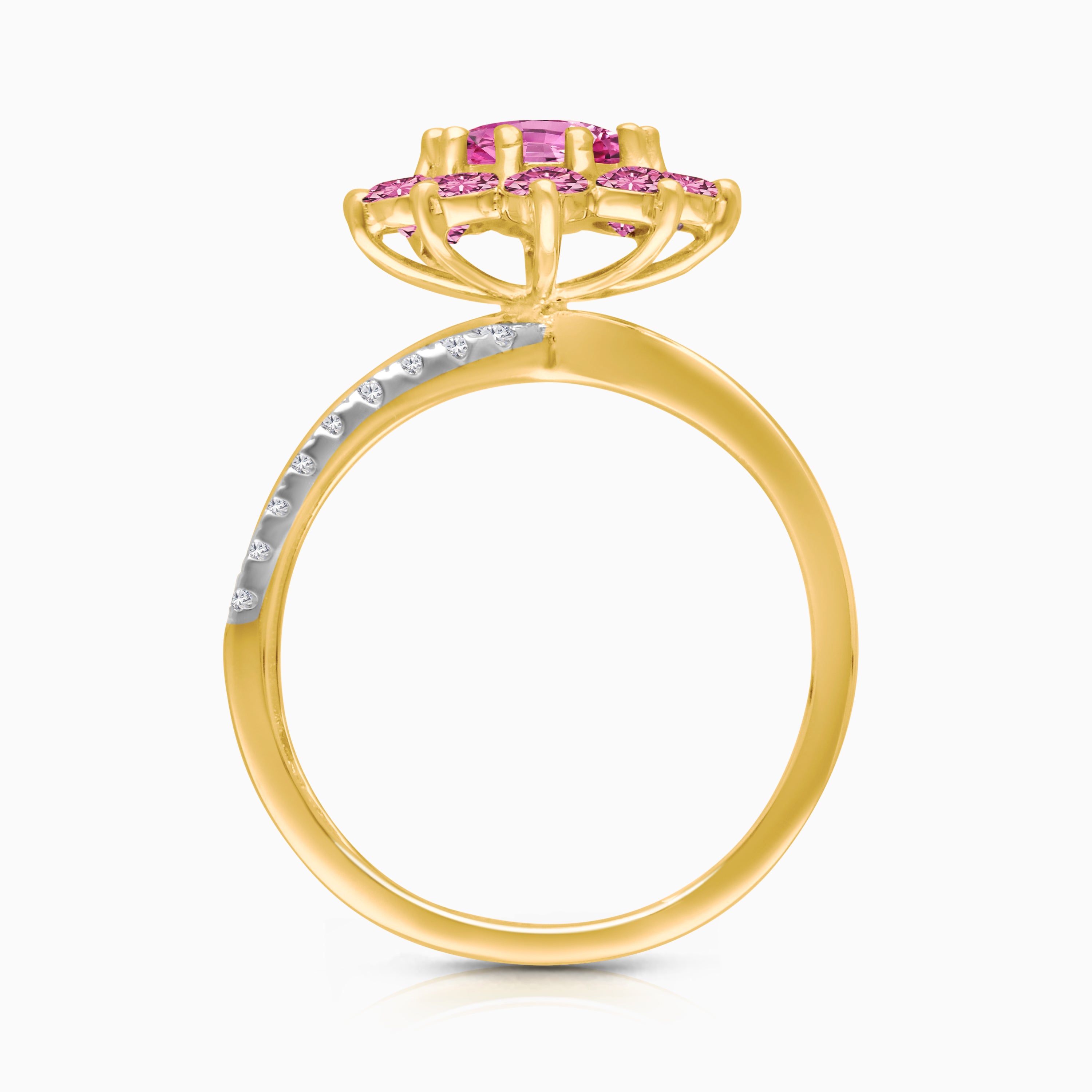 Dahlia Pink Sapphire & Diamond Ring