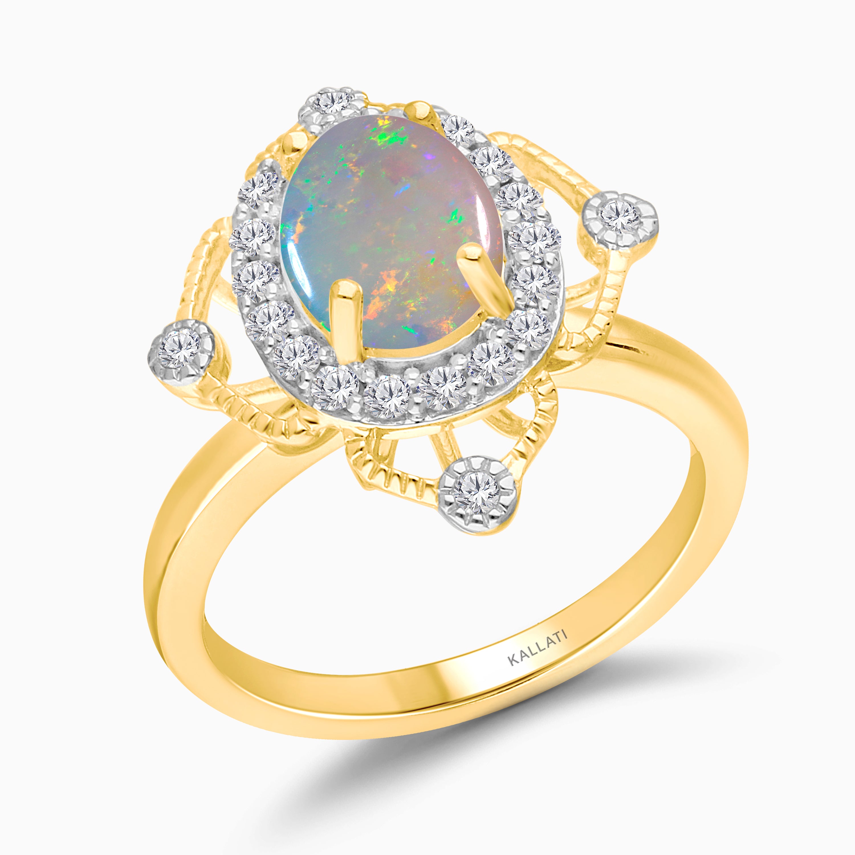 Vintage Frame Opal & Diamond Ring