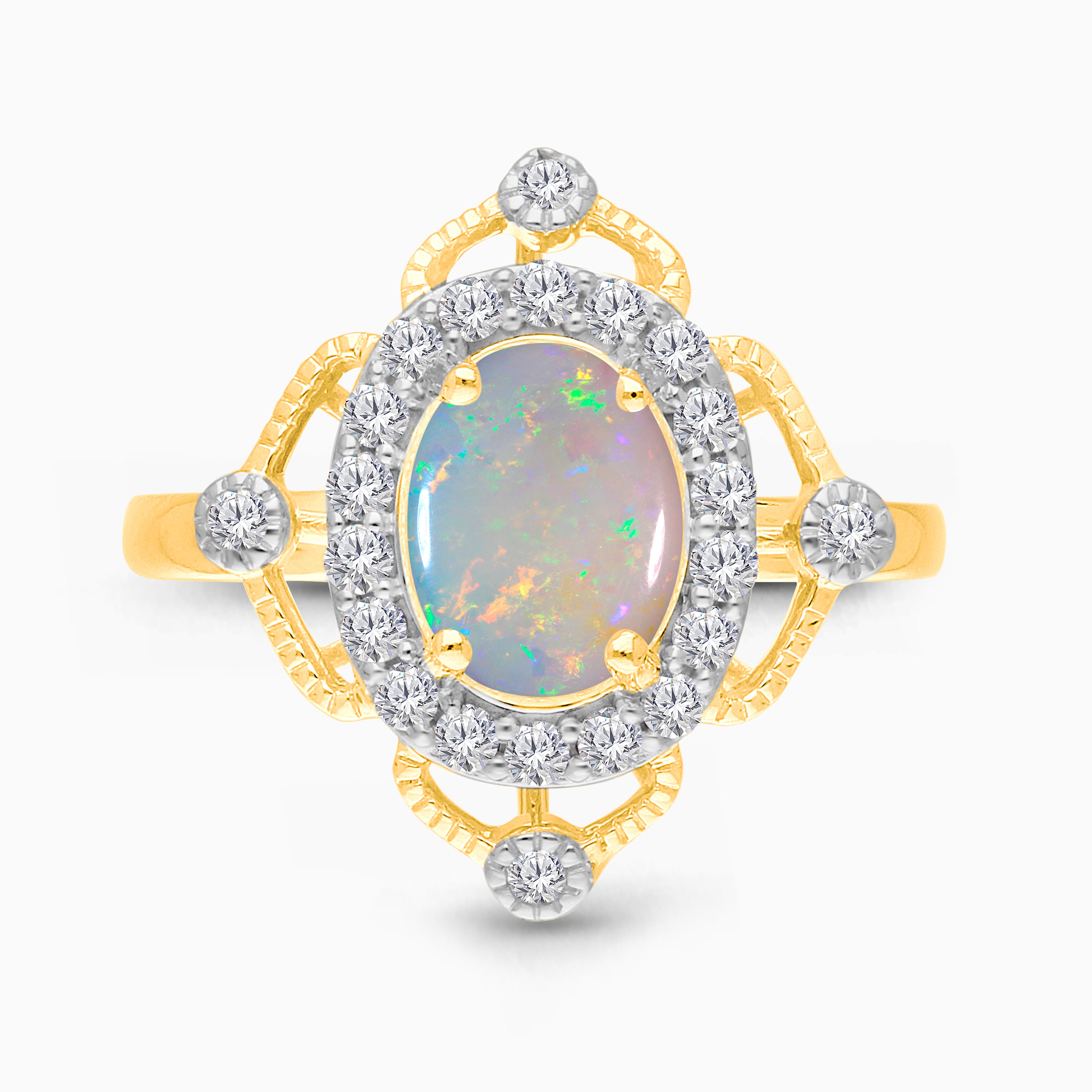 Vintage Frame Opal & Diamond Ring