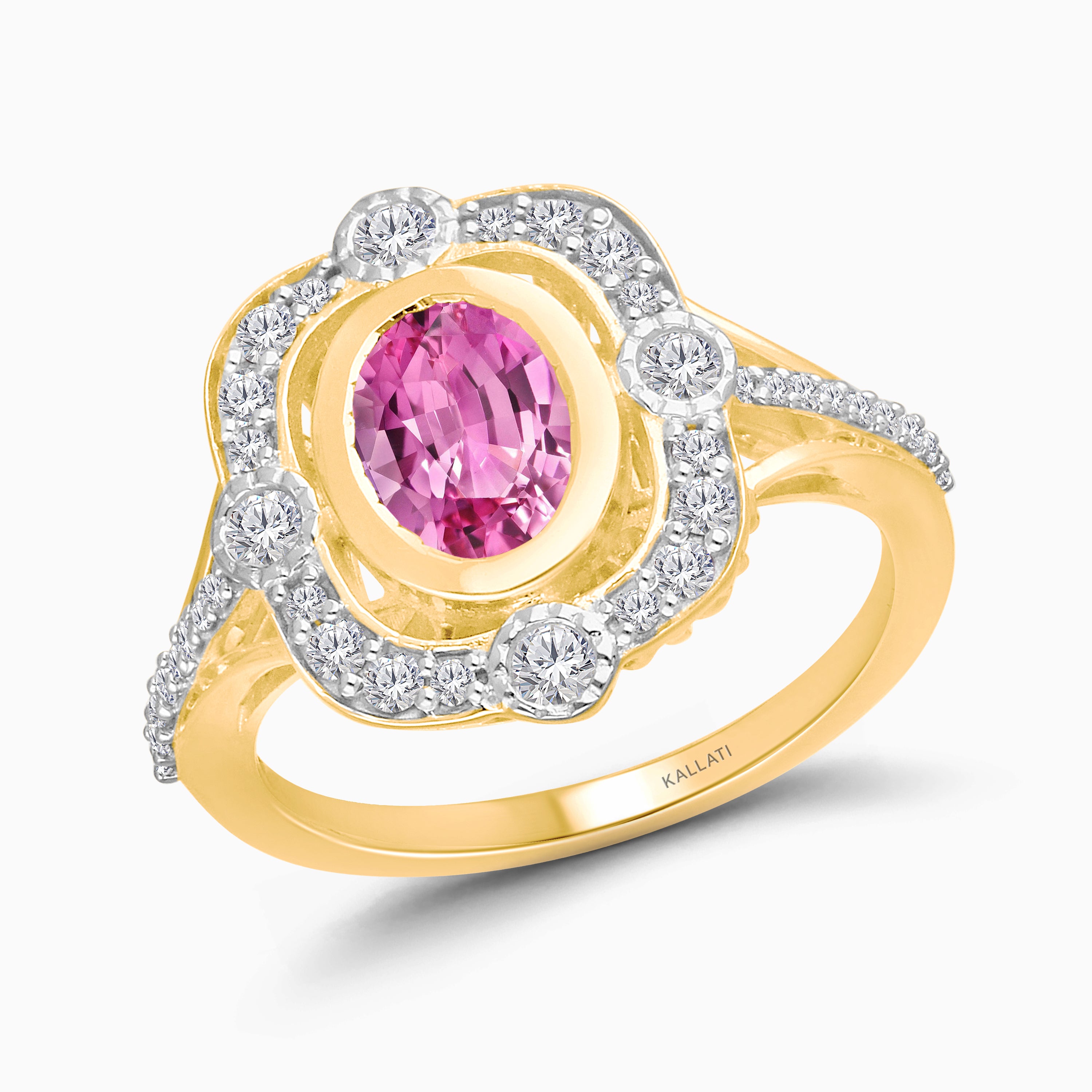 Diamond Portrait Pink Sapphire Ring