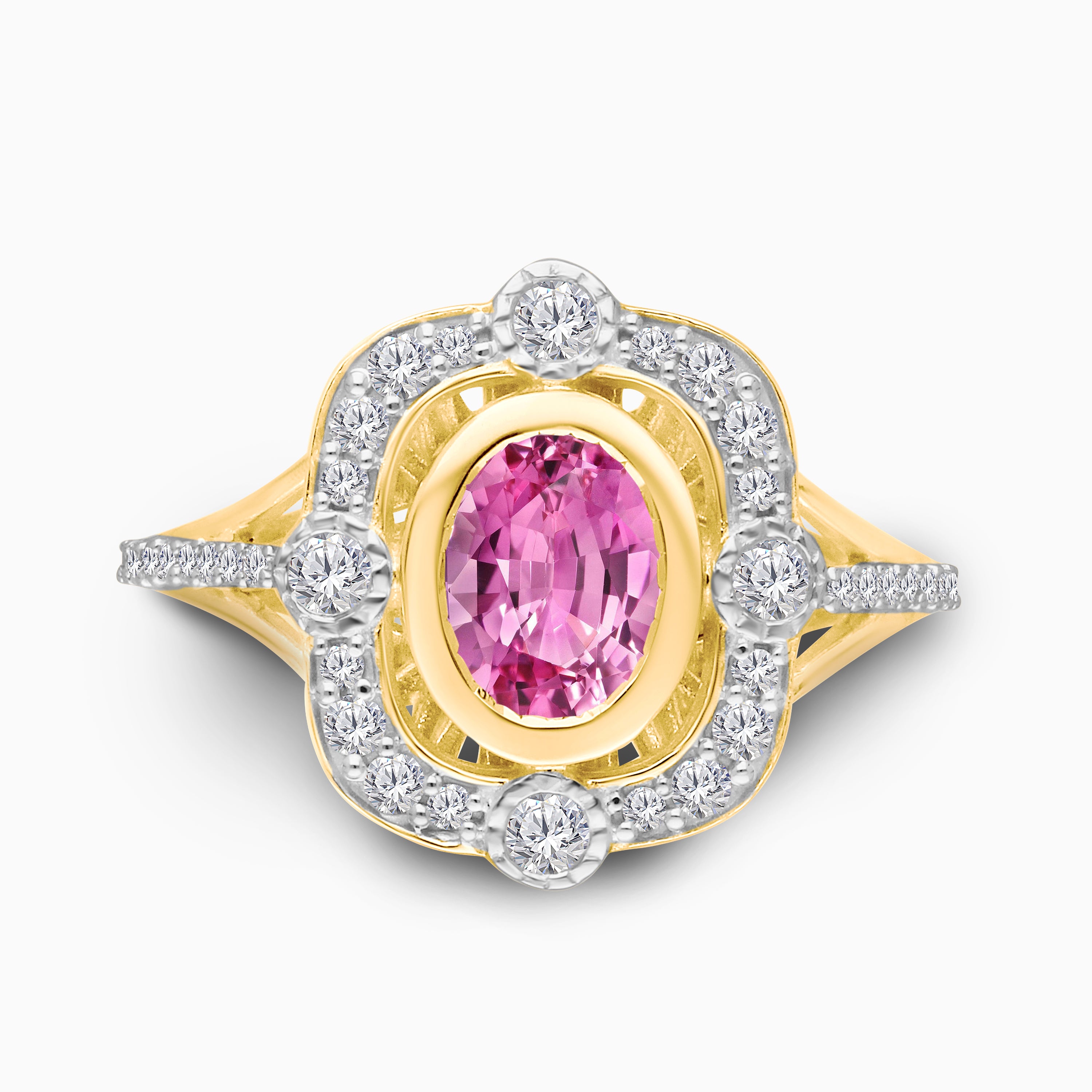 Diamond Portrait Pink Sapphire Ring