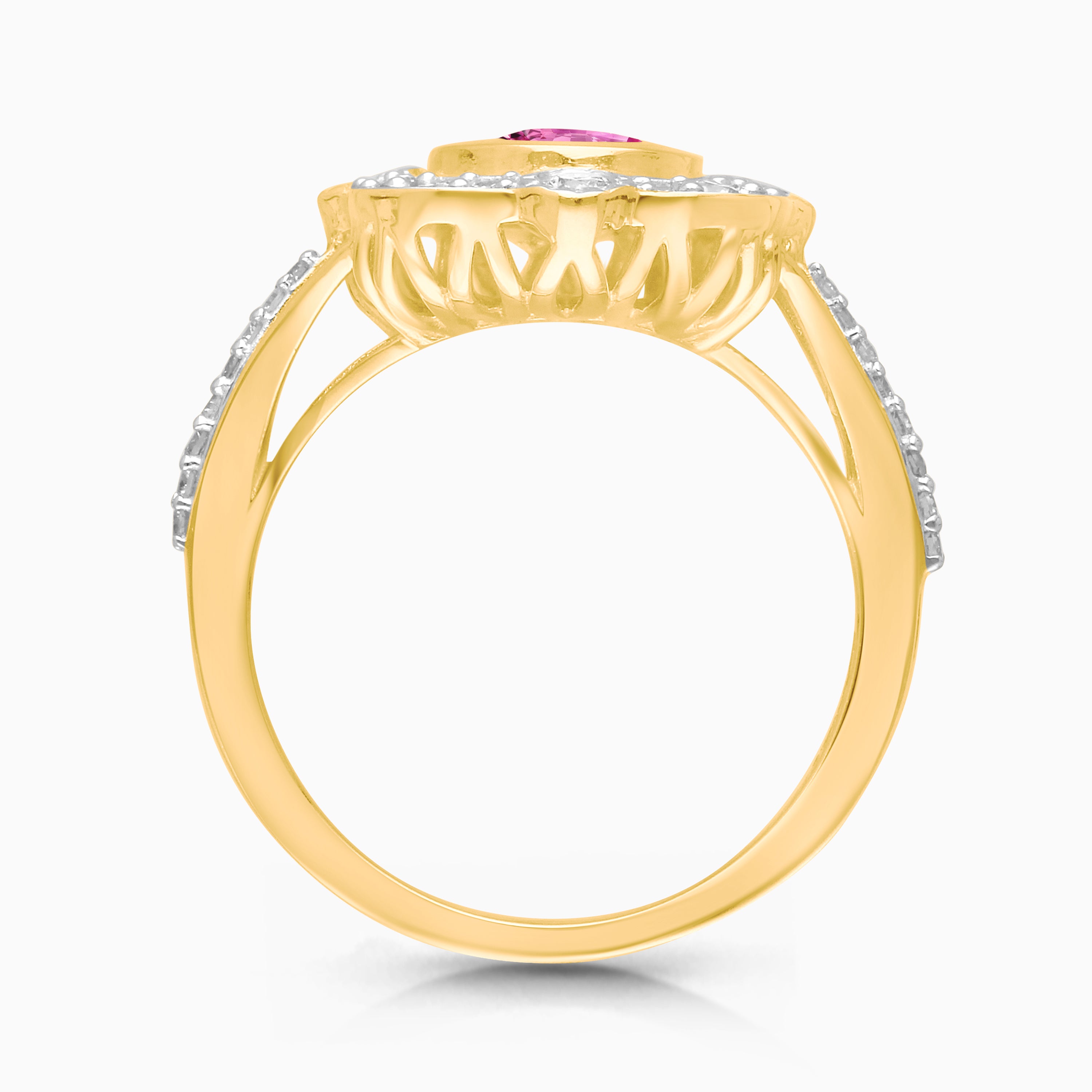 Diamond Portrait Pink Sapphire Ring
