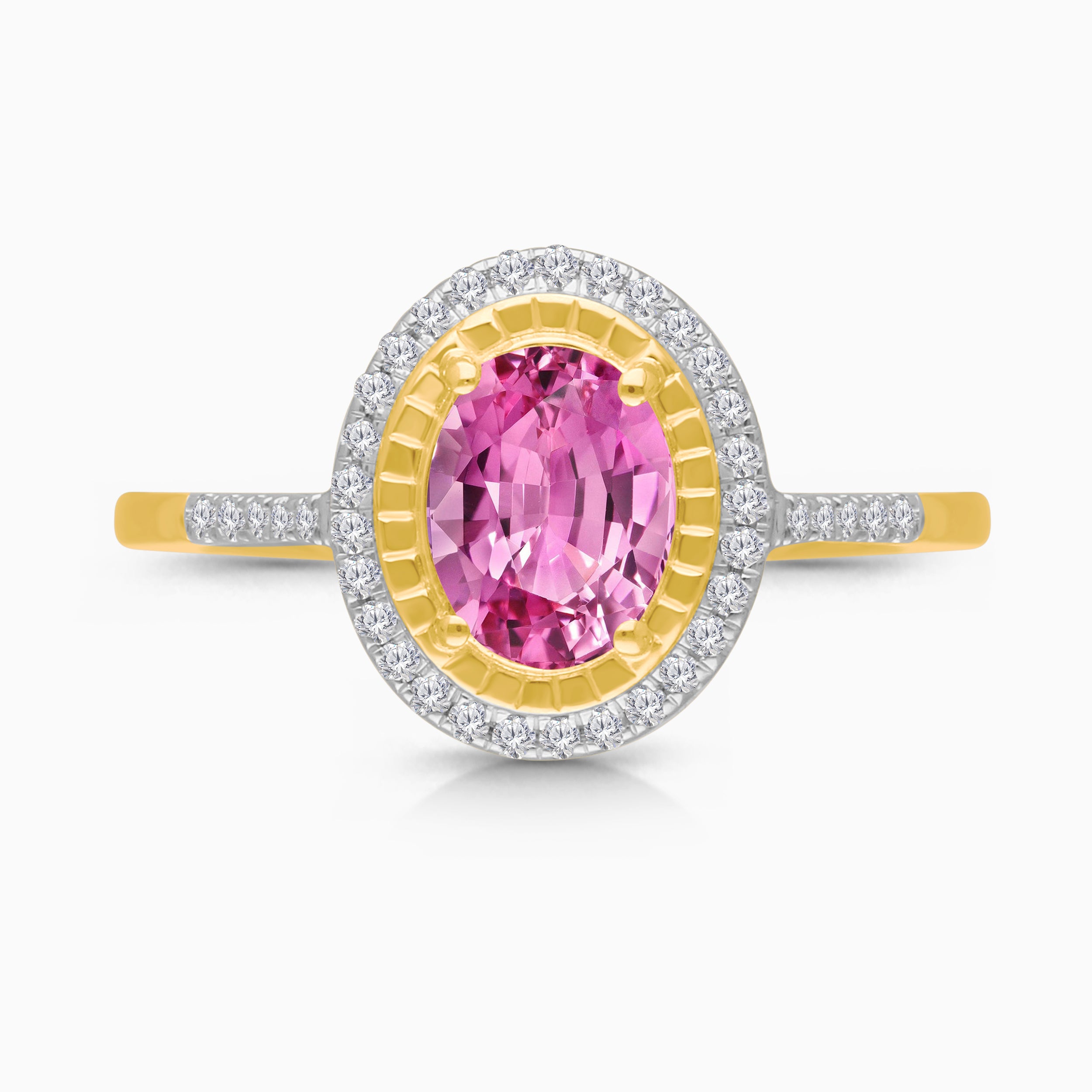 Golden Halo Pink Sapphire Ring
