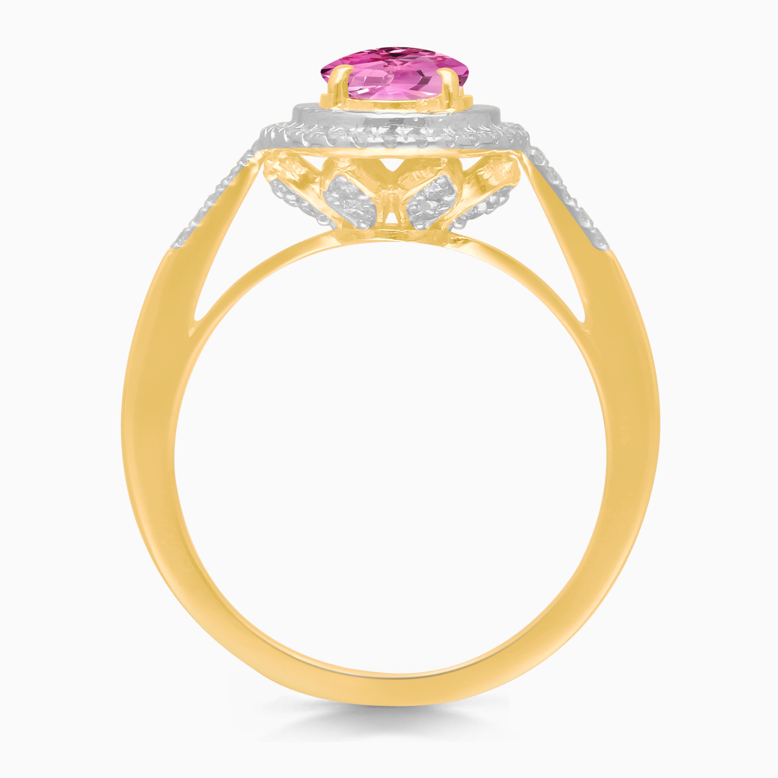 Golden Halo Pink Sapphire Ring