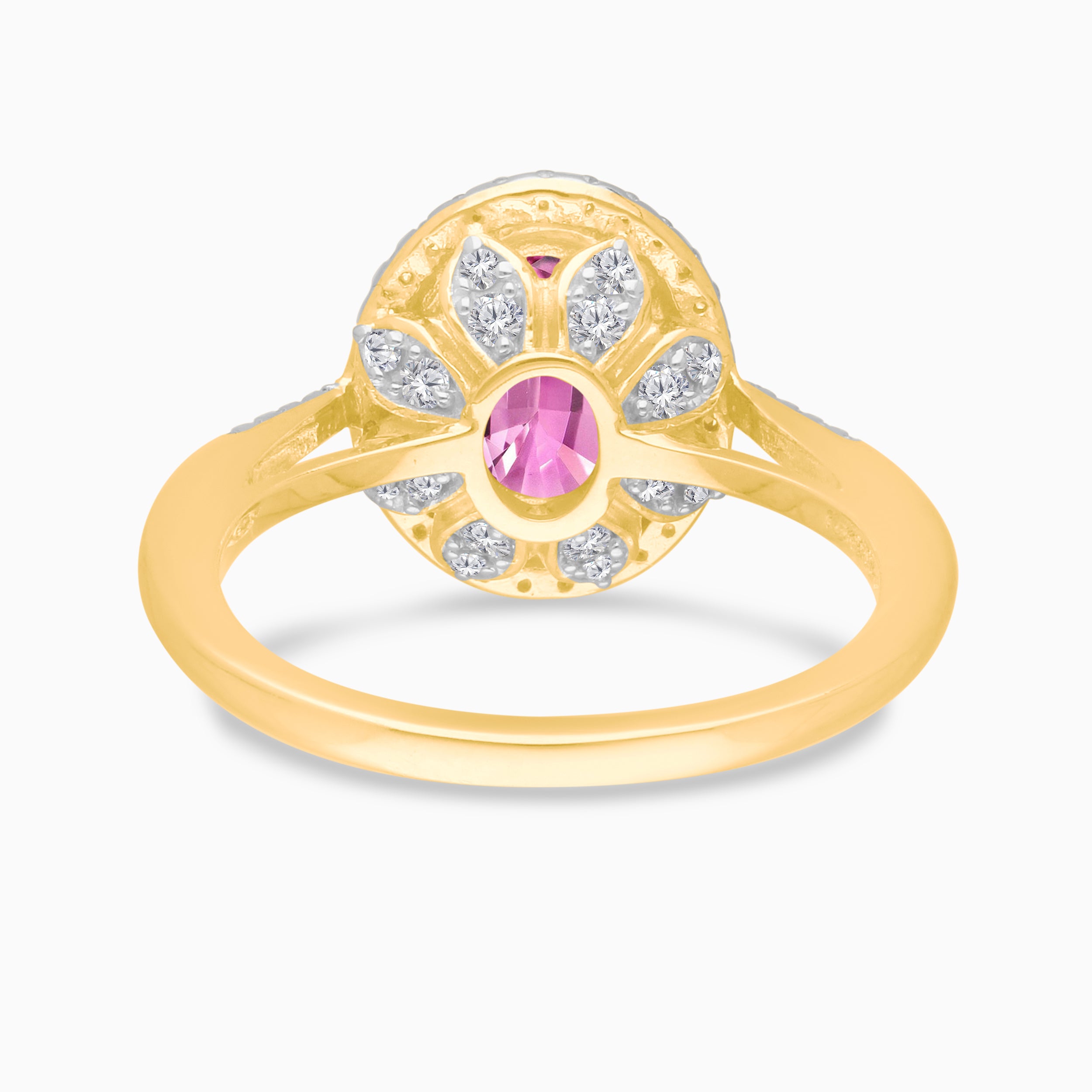 Golden Halo Pink Sapphire Ring