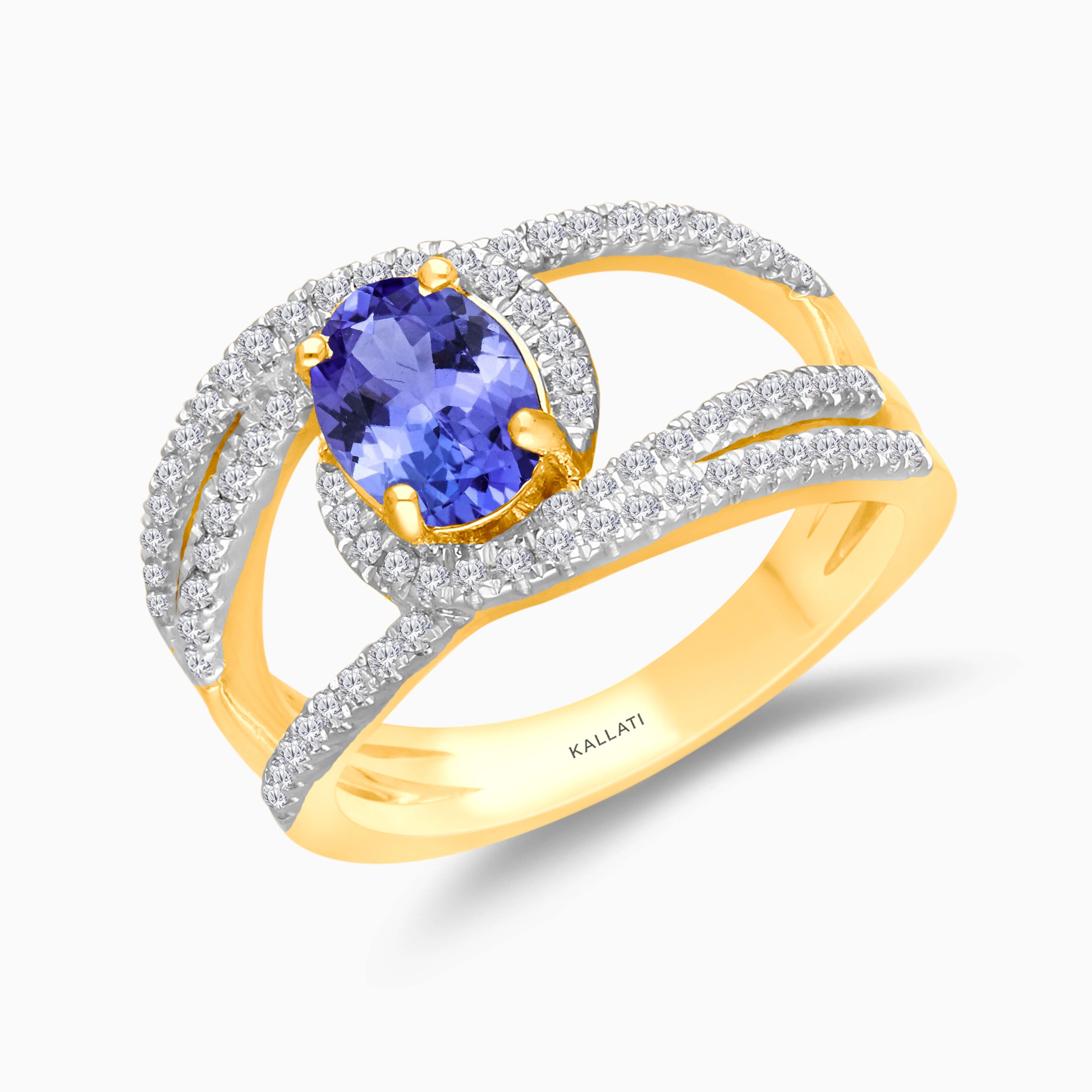 Oval Tanzanite & White Diamond Open Ring
