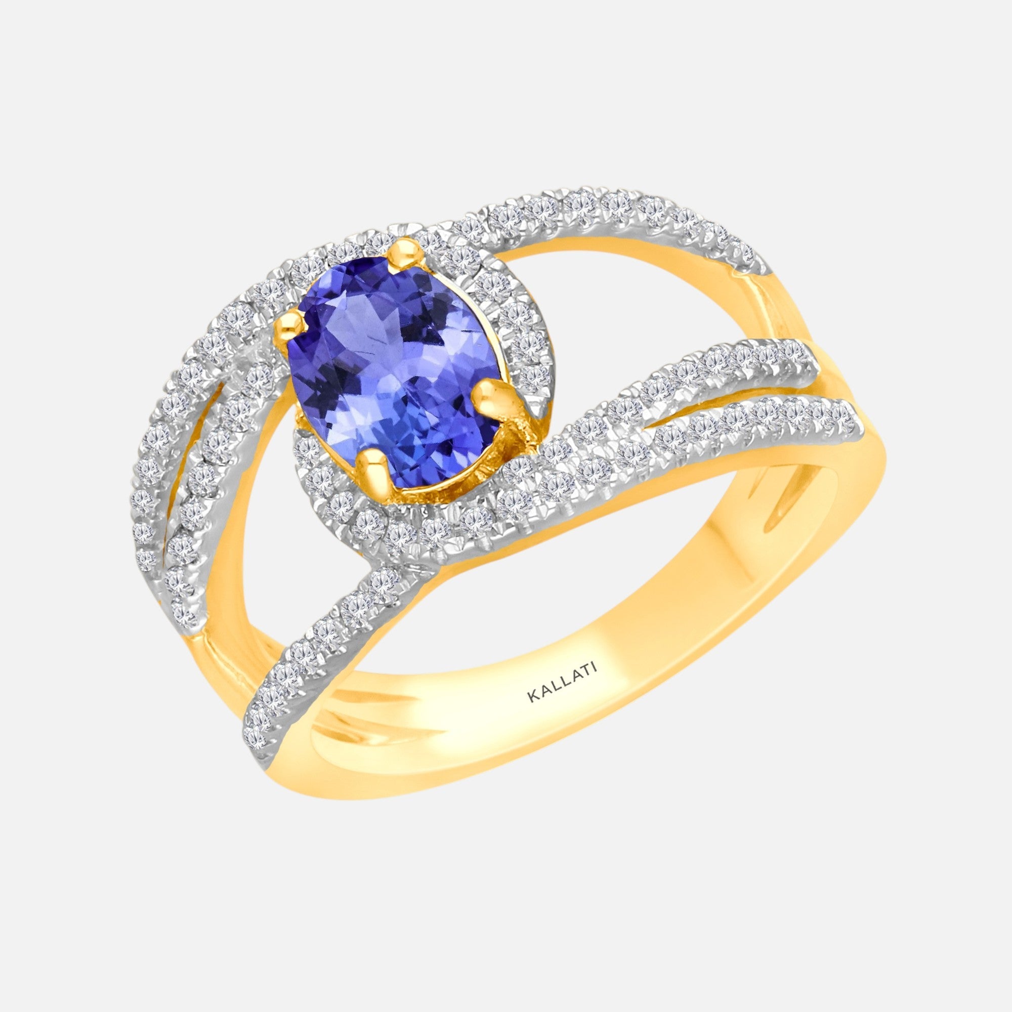 Oval Tanzanite & White Diamond Open Ring Tanzanite