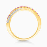 Multi Interlocked Pink Sapphire and Diamond Band