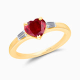Ruby Heart and Baguette Diamond Ring hearts