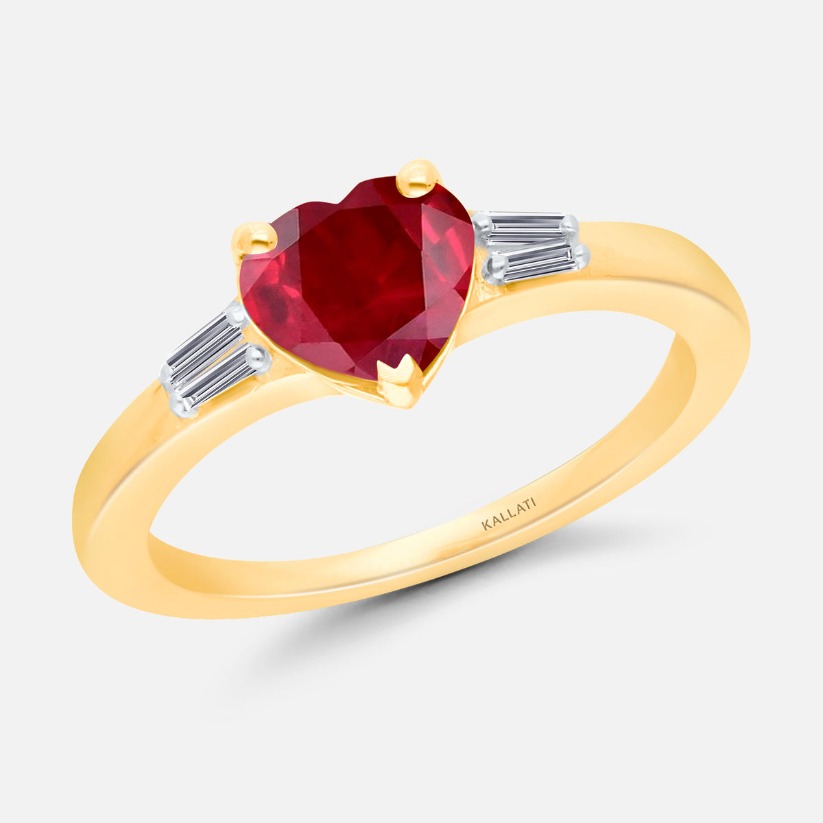 Ruby Heart and Baguette Diamond Ring hearts