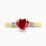 Ruby Heart and Baguette Diamond Ring hearts