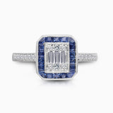 Blue Sapphire Halo Diamond Ring