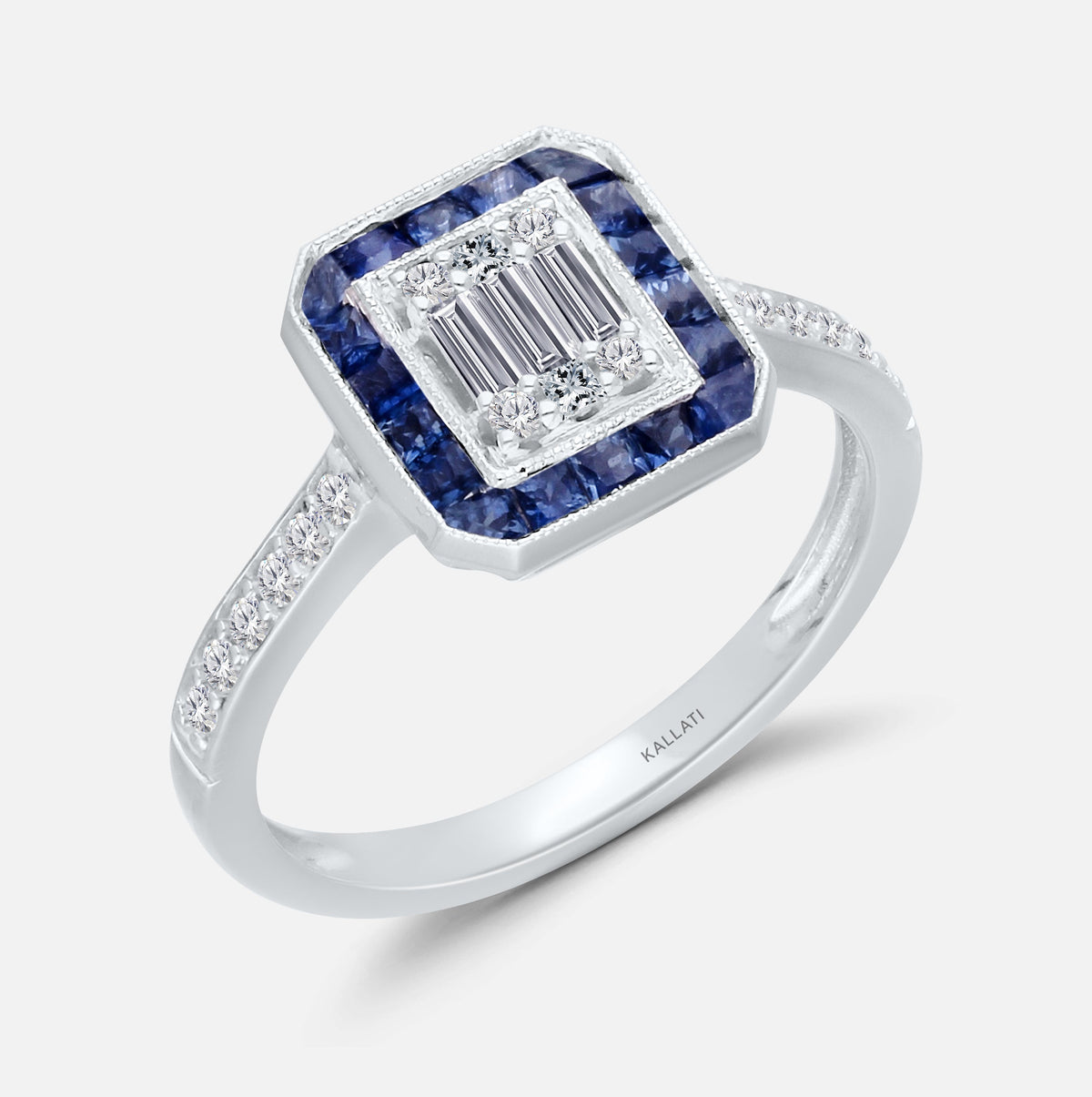 Blue Sapphire Halo Diamond Ring Blue Sapphire