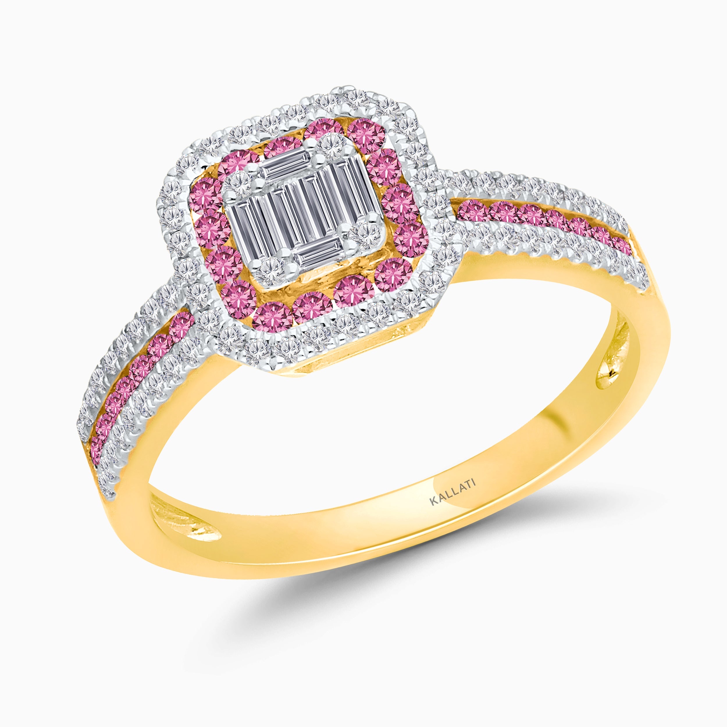 Pink Sapphire Halo Diamond Ring