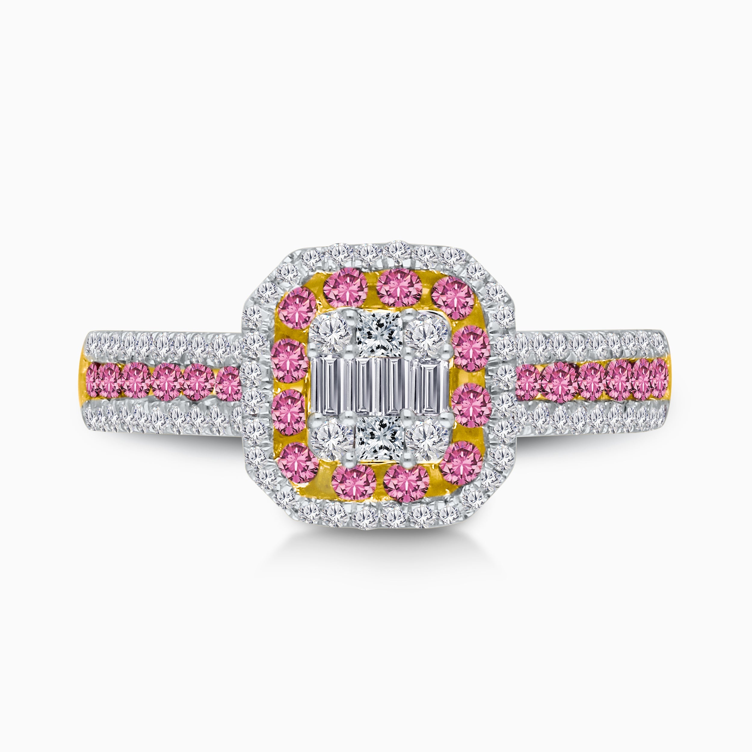 Pink Sapphire Halo Diamond Ring