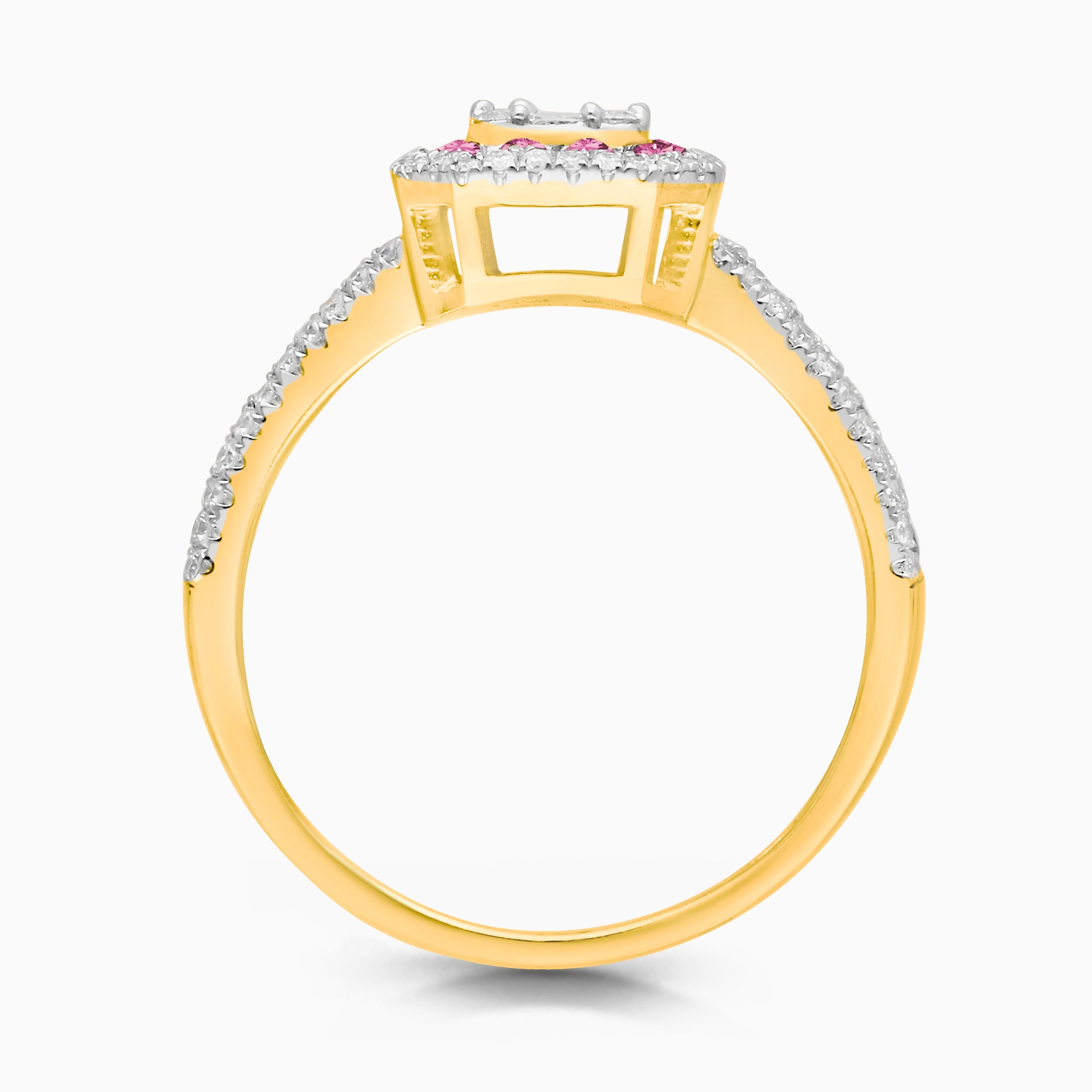 Pink Sapphire Halo Diamond Ring