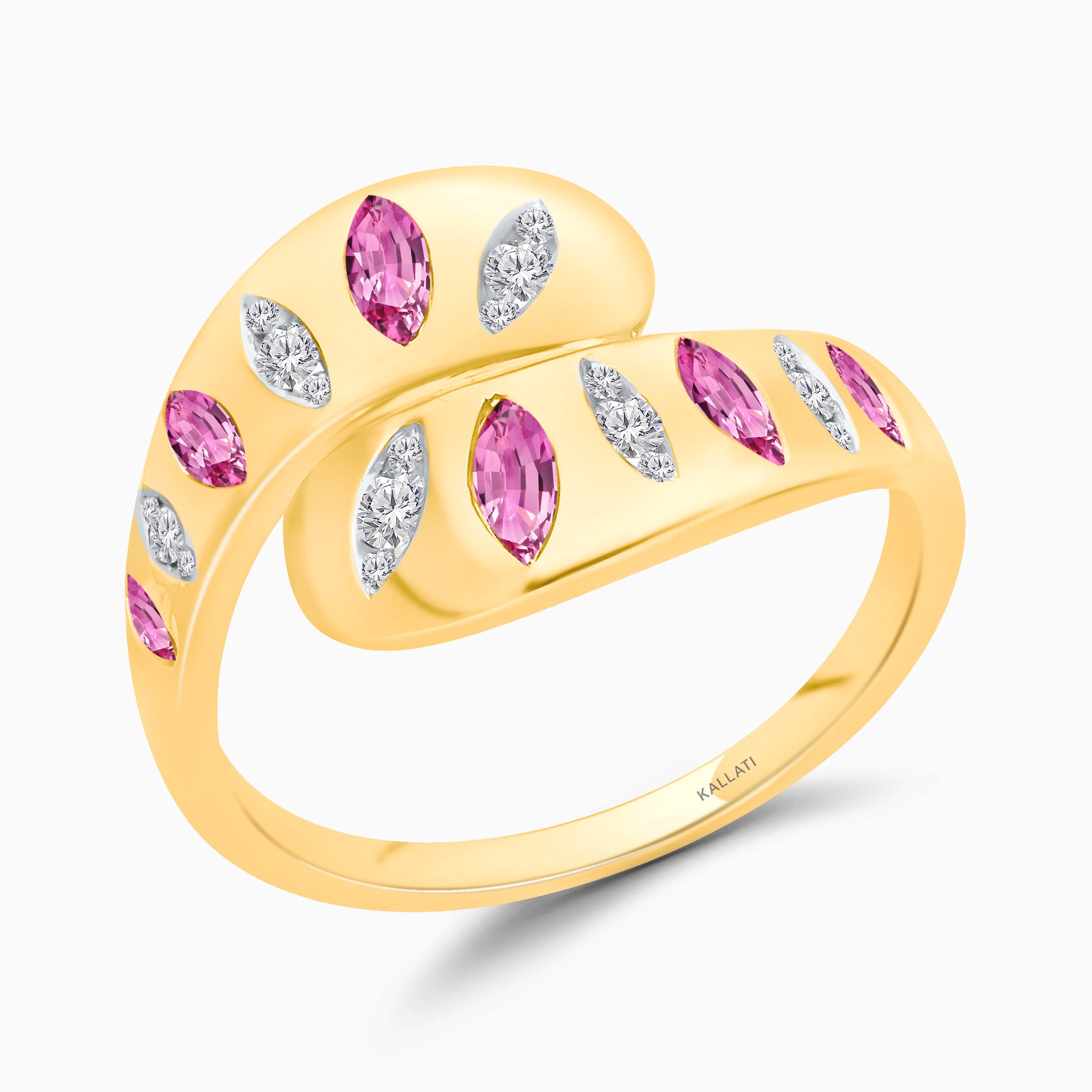Marquise Pink Sapphire & Diamond Wrap around Ring