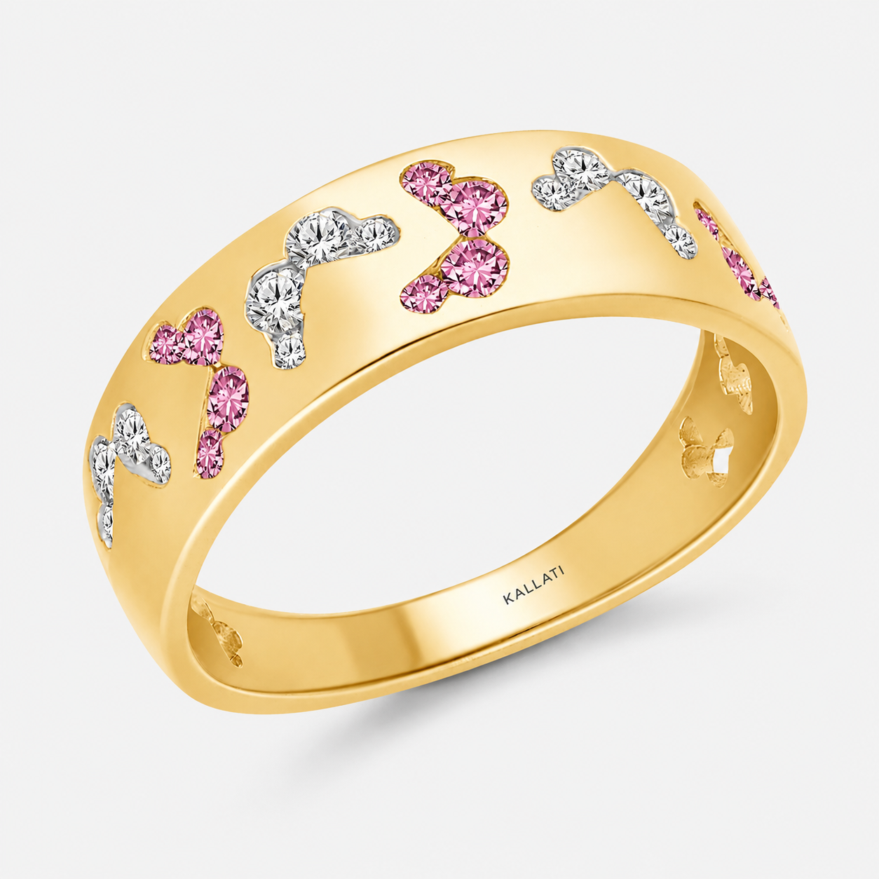 Butterfly Field Pink Sapphire & Diamond Band Pink Sapphire