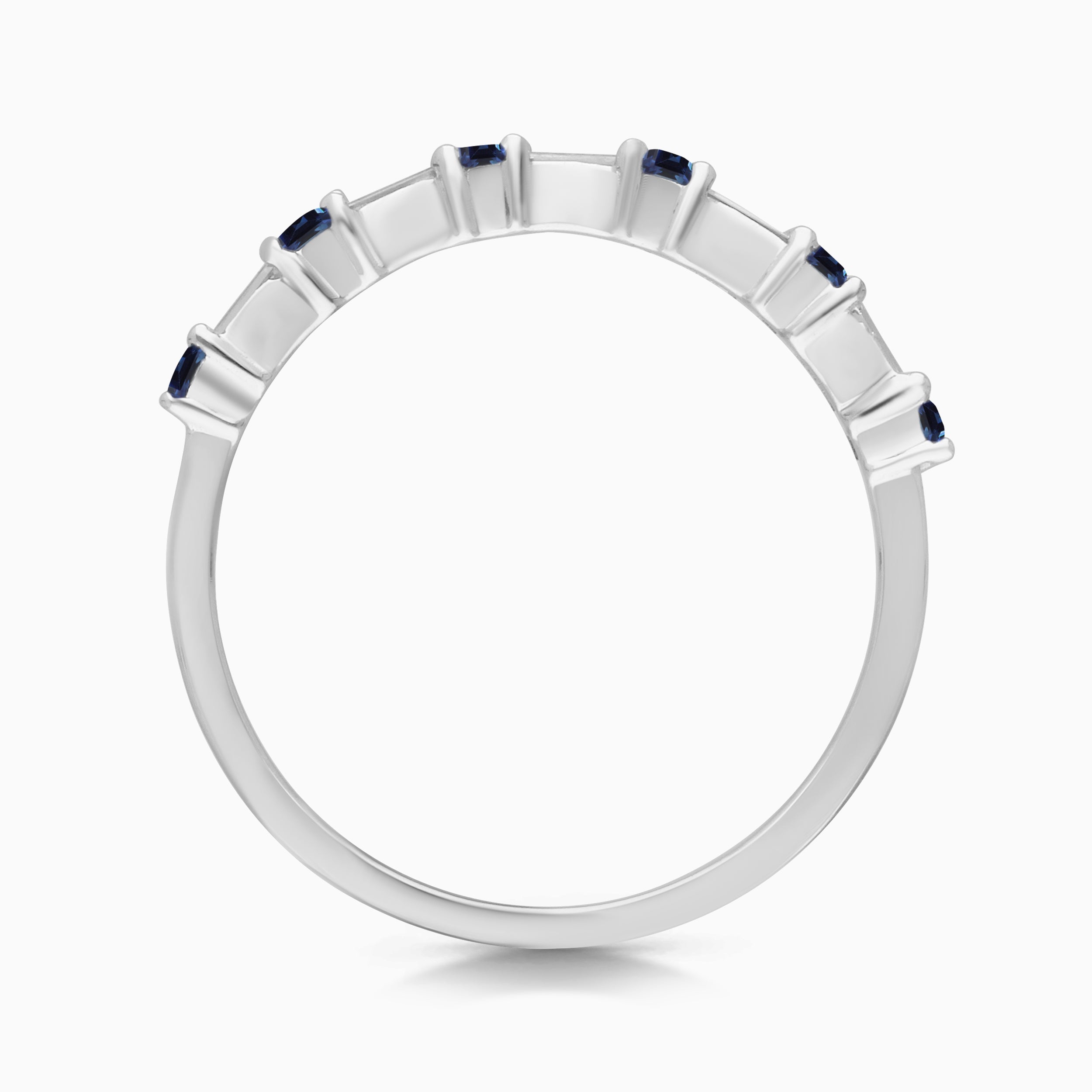 Baguette Diamond and Blue Sapphire Band