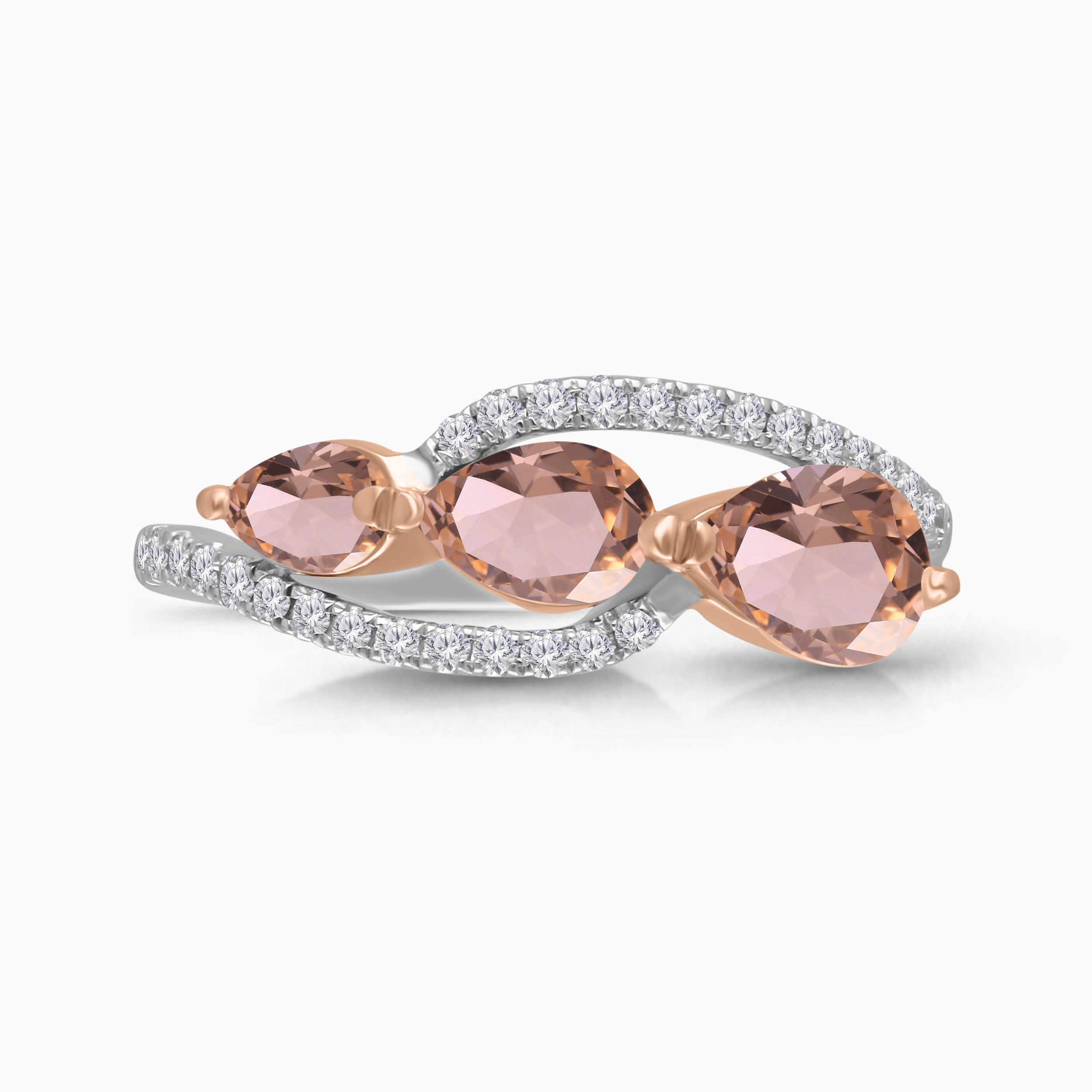 Twisting Tear Drop Morganite Band