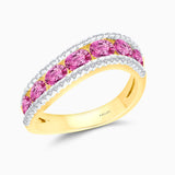 Dual White Diamond and Pink Sapphire Band