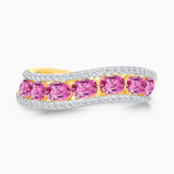 Dual White Diamond and Pink Sapphire Band