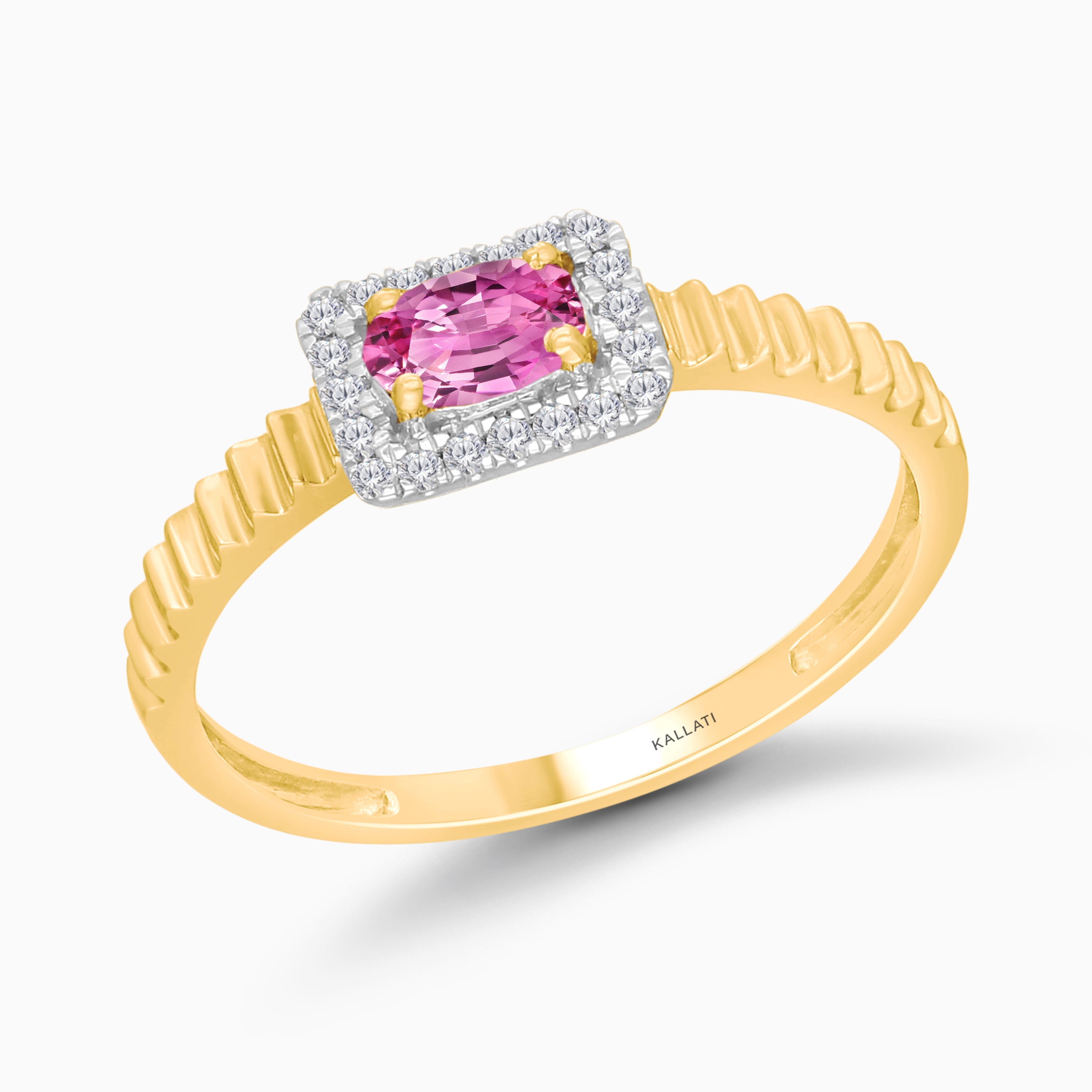 Diamond Portrait Pink Sapphire Ring