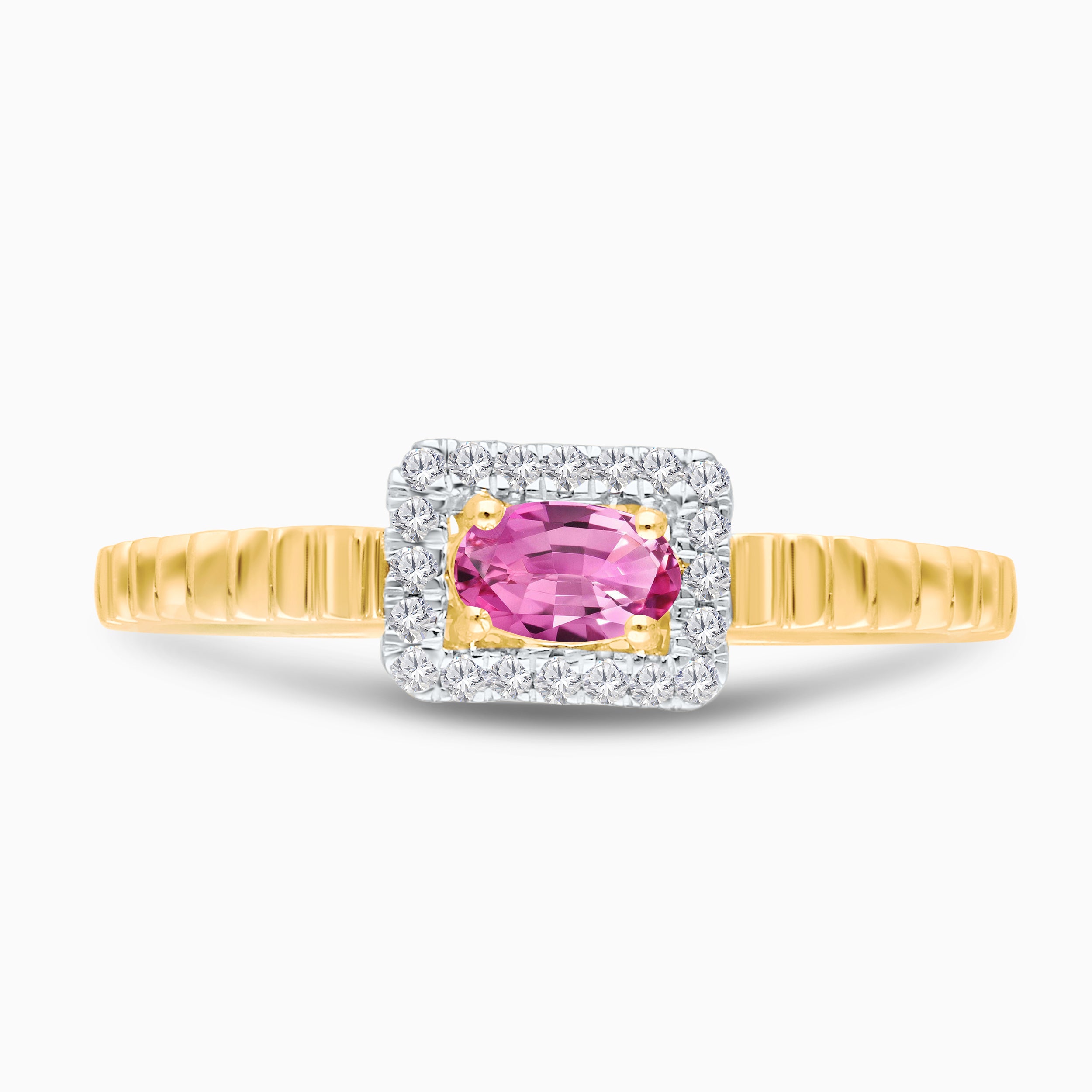 Diamond Portrait Pink Sapphire Ring