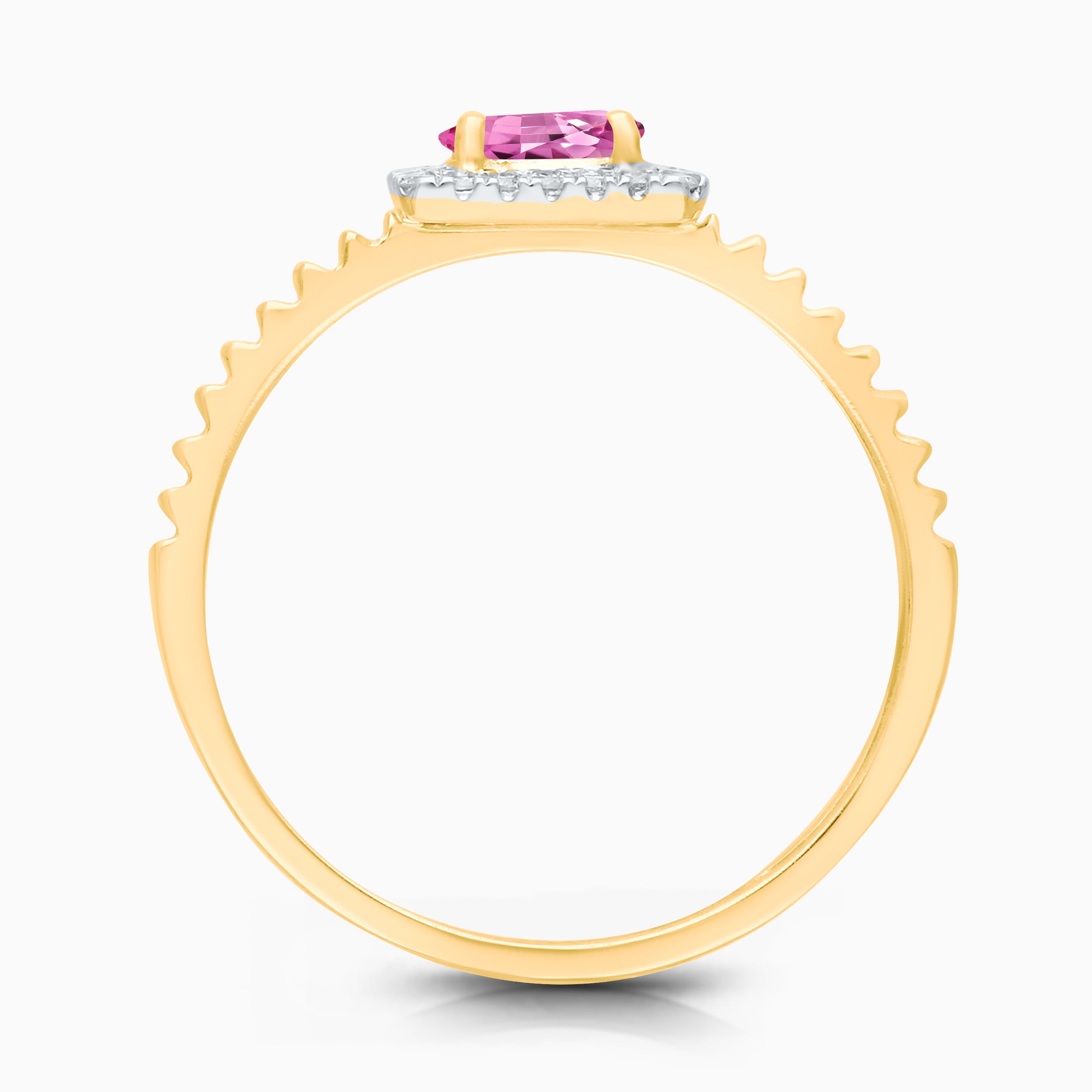 Diamond Portrait Pink Sapphire Ring