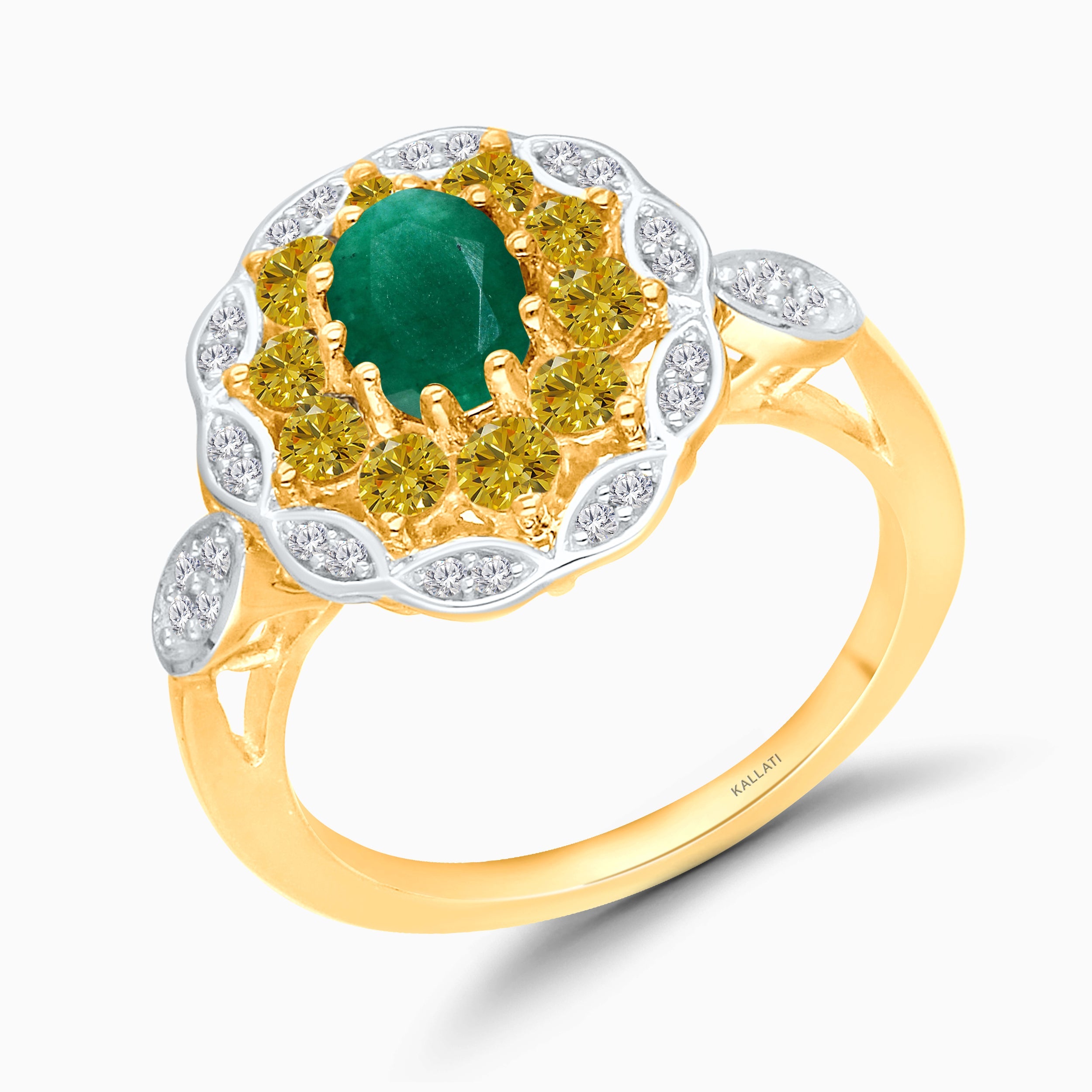 Emerald and Yellow Diamond Ring Emerald