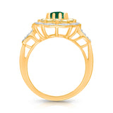 14kt Yellow Gold Emerald Ring with Yellow & White Diamonds