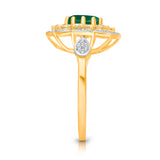 14kt Yellow Gold Emerald Ring with Yellow & White Diamonds