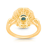 14kt Yellow Gold Emerald Ring with Yellow & White Diamonds