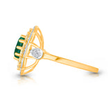 14kt Yellow Gold Emerald Ring with Yellow & White Diamonds