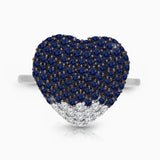Pave Sapphire and Diamond Heart Ring hearts