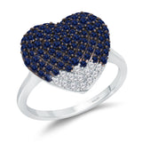 14kt White Gold Blue Sapphire and White Diamond Luxurious Ring