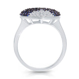 14kt White Gold Blue Sapphire and White Diamond Luxurious Ring