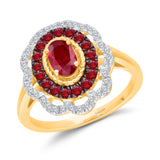 14kt Yellow Gold Ruby Ring with White Diamonds