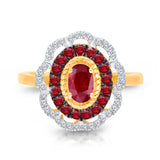 14kt Yellow Gold Ruby Ring with White Diamonds