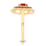 14kt Yellow Gold Ruby Ring with White Diamonds