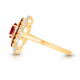 14kt Yellow Gold Ruby Ring with White Diamonds