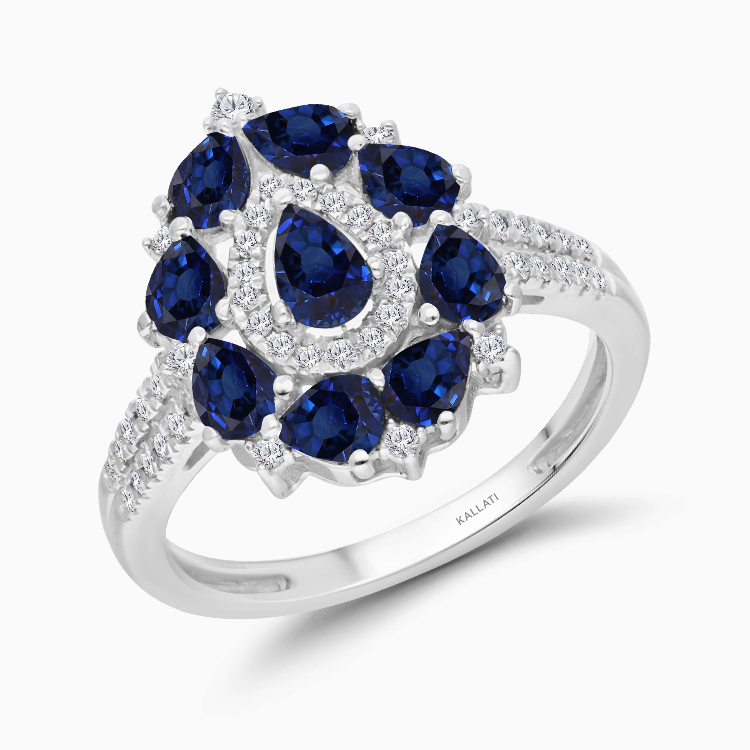 Teardrop Halo Sapphire Ring
